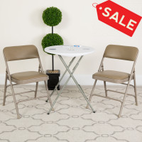 Flash Furniture 2-HA-MC309AV-BGE-GG 2 Pk. HERCULES Series Curved Triple Braced & Double Hinged Beige Vinyl Metal Folding Chair